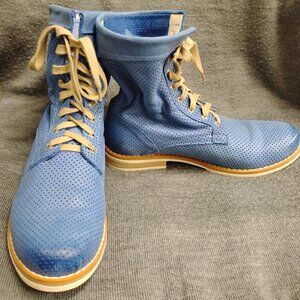 Blue handmade leather boots